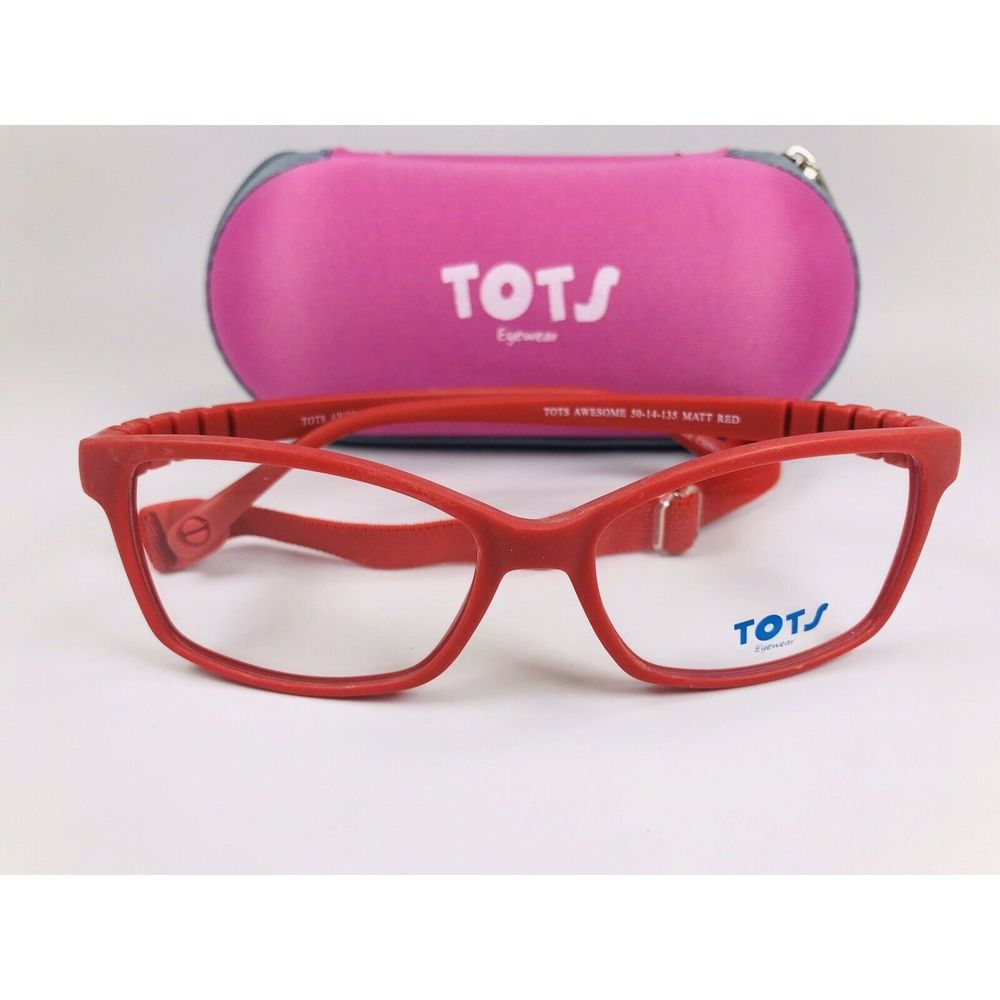 New TOTS Matte Red AWESOME Eyeglasses for KIDS 50mm with Case & Strap